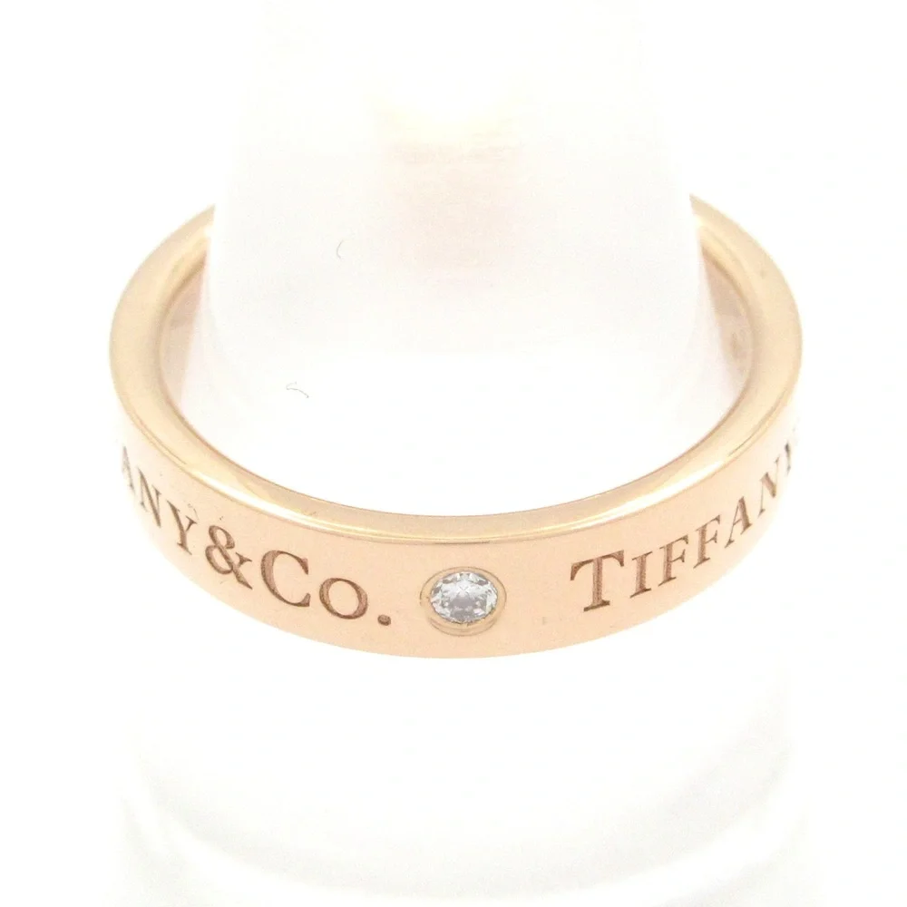 Tiffany & Co. Flat Band Ring Ring 18K Rose Gold Diamond